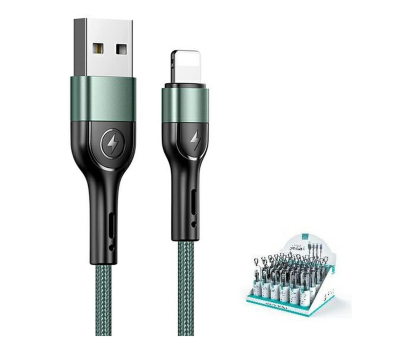 Kabel USAMS Kabel pleciony 2A lightning U55 zielony